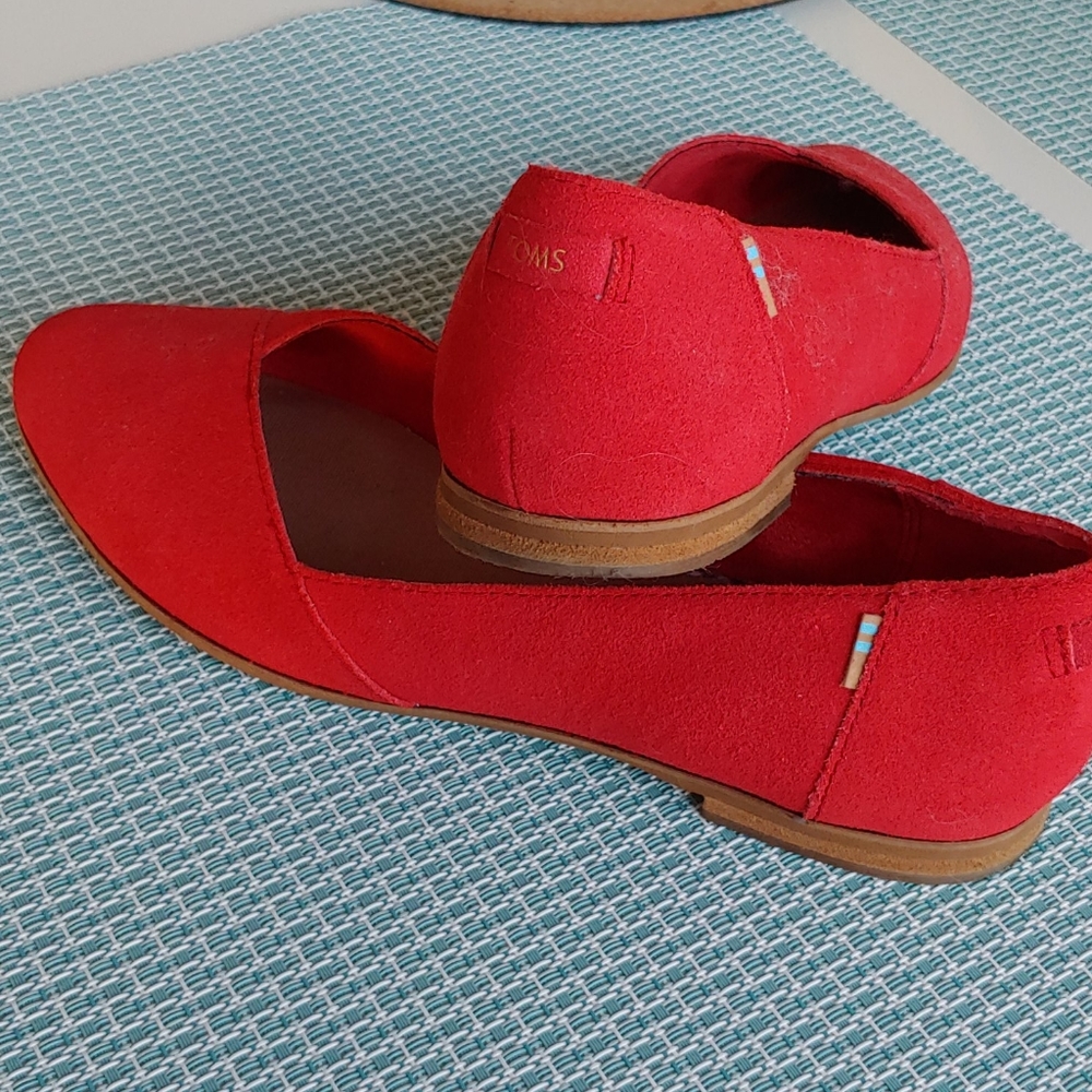 COPY - Toms Red Suede Flats size 7